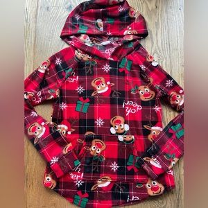 No Boundaries Junior's Christmas Plush Hooded Pullover Oh Deer Size Medium 7-9
